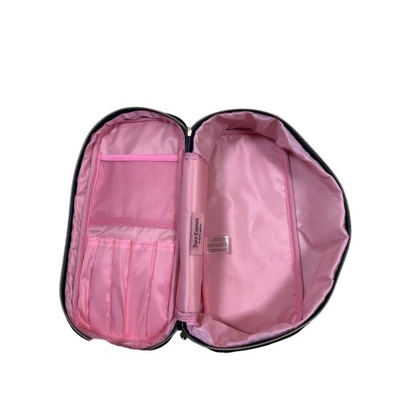 Juicy Couture Quilted Black Toiletry Bag Rhinestone Logo Travel Cosmetic Case - Picture 3 of 7